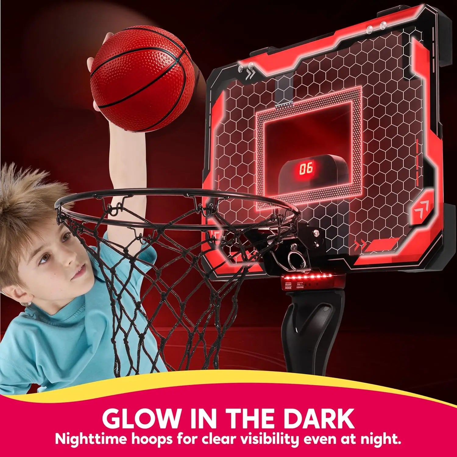 Joyfy Mini Indoor Basketball Hoop with LED Lights and Scoreboard