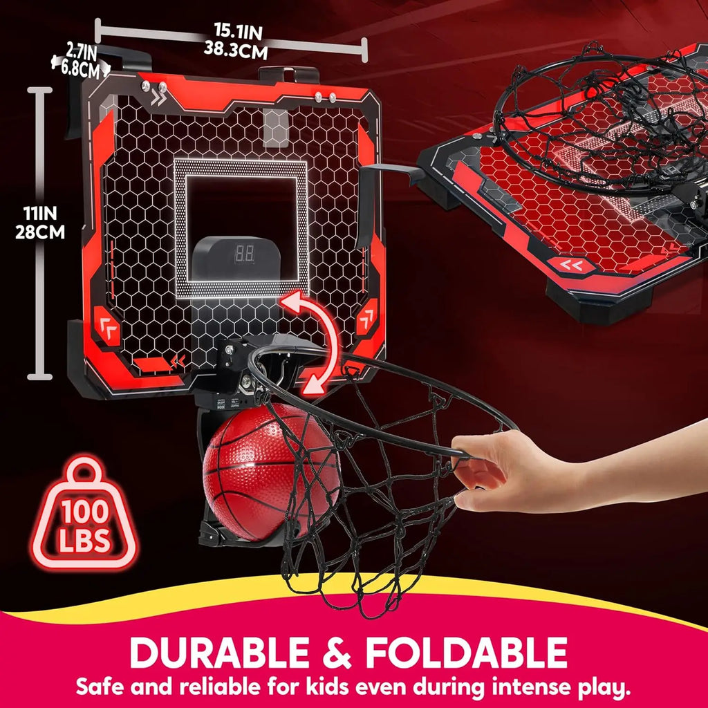 Joyfy Mini Indoor Basketball Hoop with LED Lights and Scoreboard
