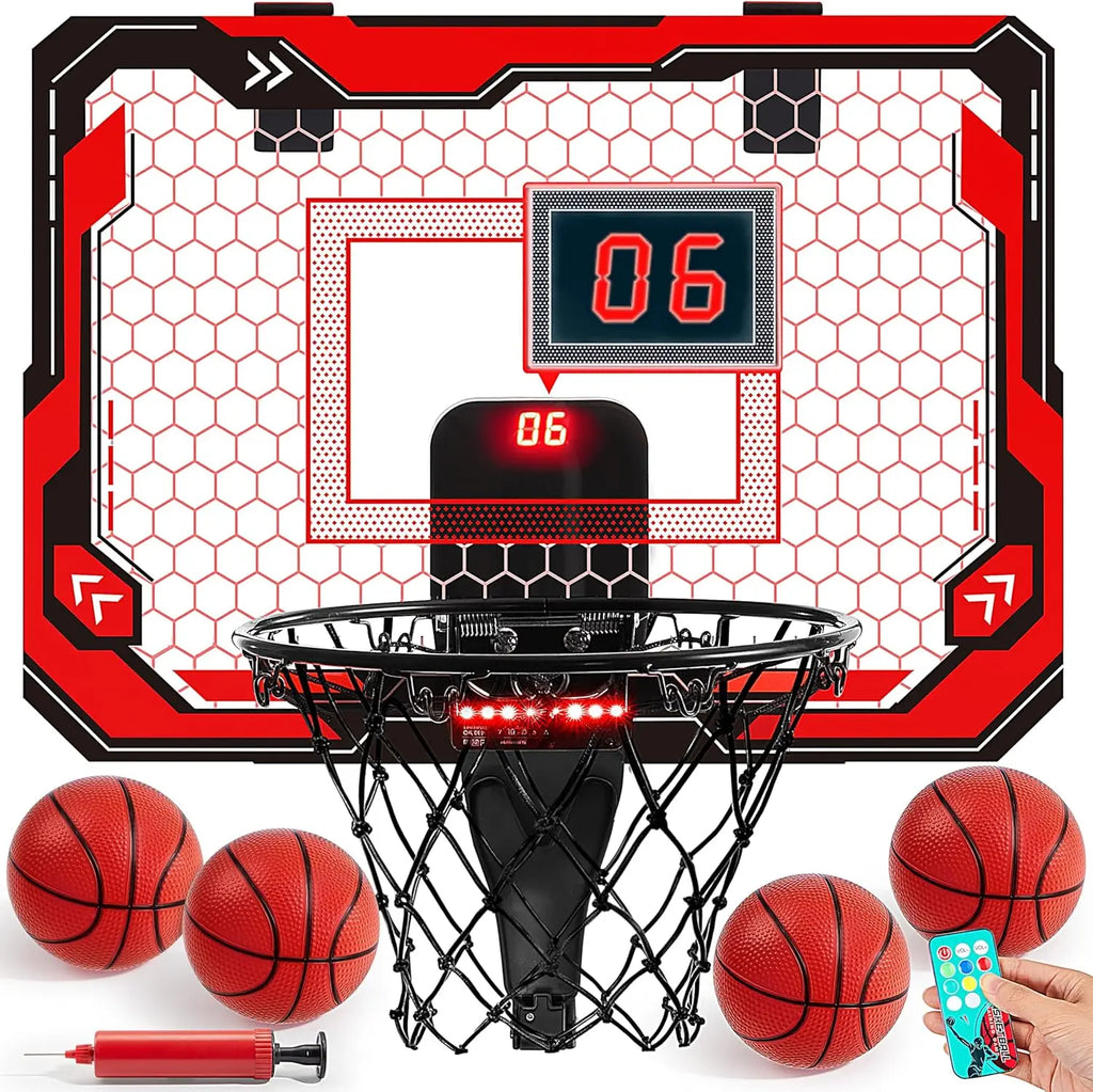 Joyfy Mini Indoor Basketball Hoop with LED Lights and Scoreboard