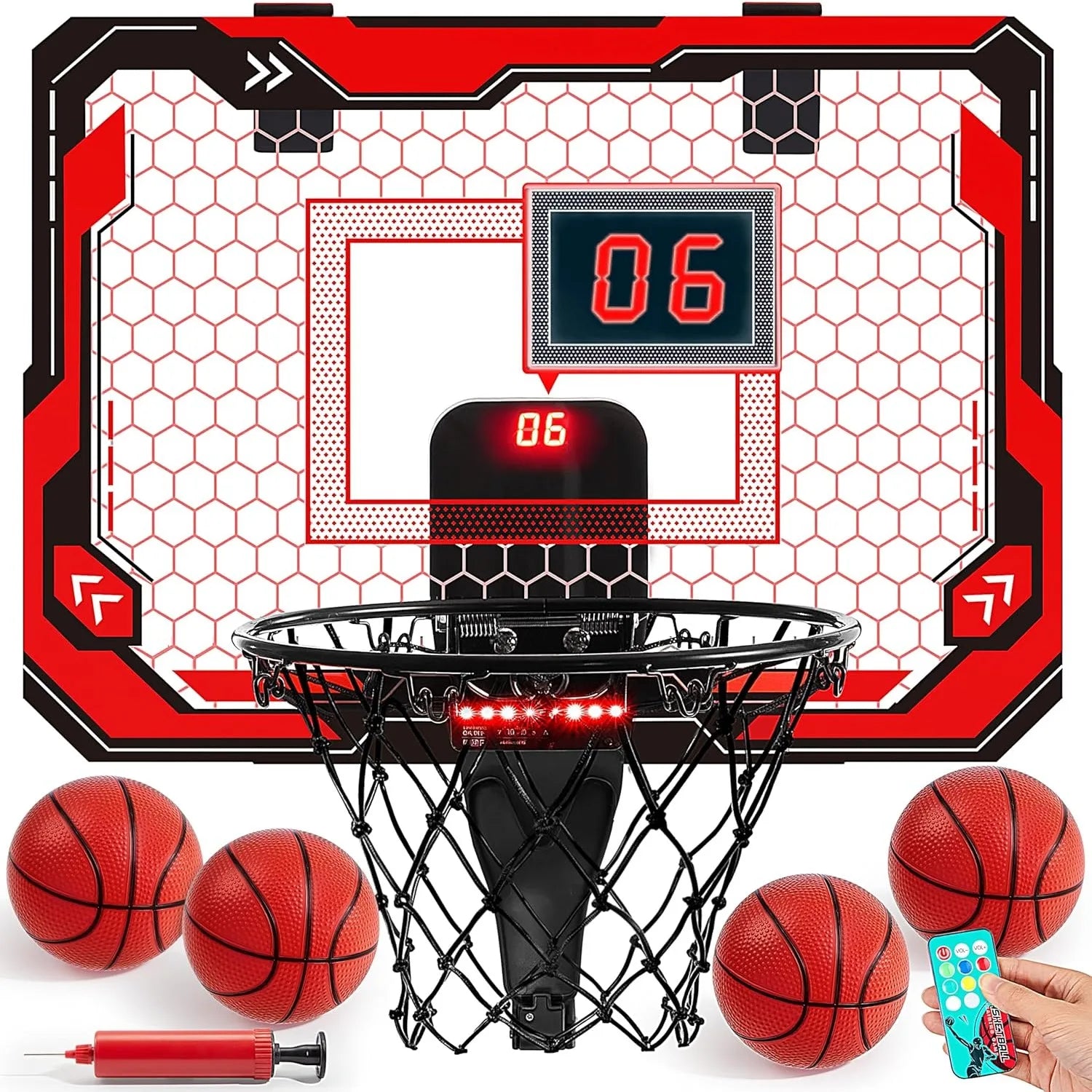 Joyfy Mini Indoor Basketball Hoop with LED Lights and Scoreboard